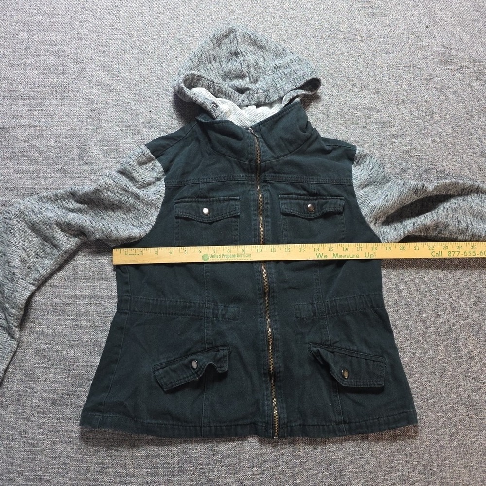 Ashley Utility Collection Size Large Denim & Knit Jacket Zip Front Black Grey L - Picture 5 of 9